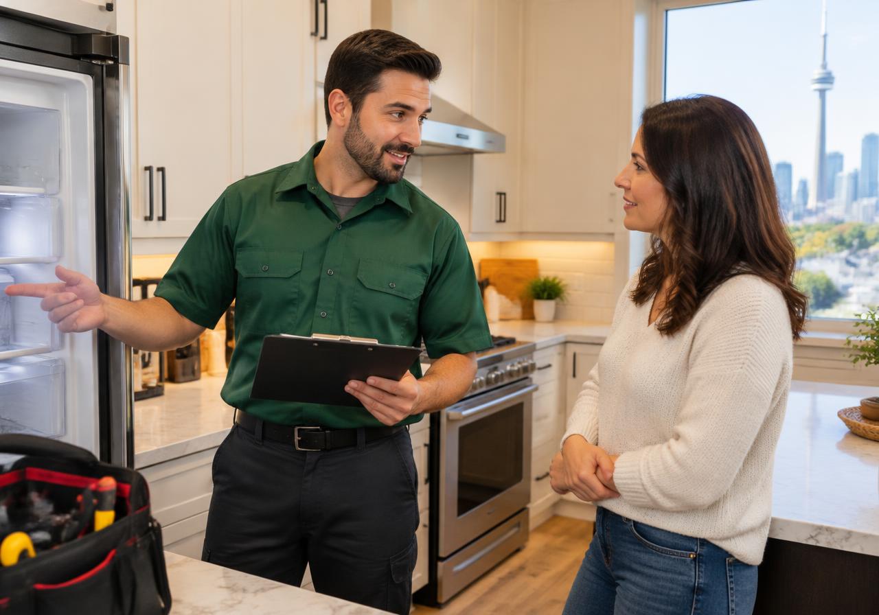 BrightOak technician talking with a homeowner