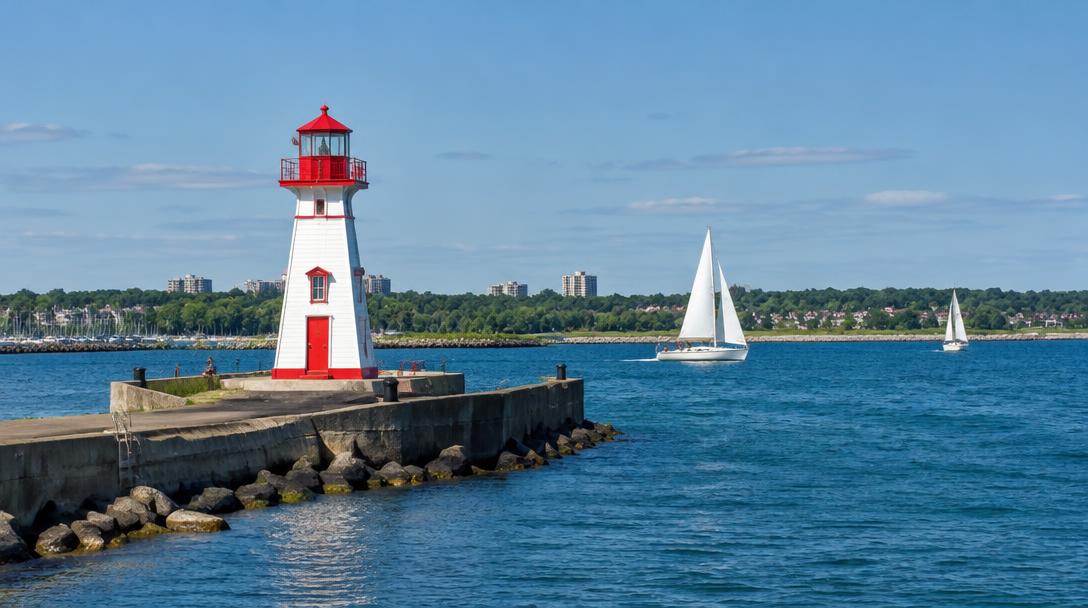 Whitby harbour lighthouse on Lake Ontario